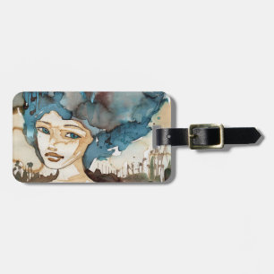 Blue Woman Luggage Tag