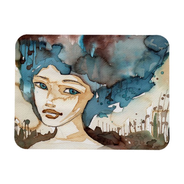 Blue Woman Magnet (Horizontal)