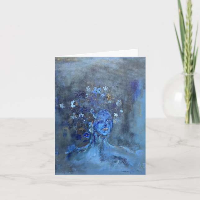 Blue Woman Painting Notecard (Front)