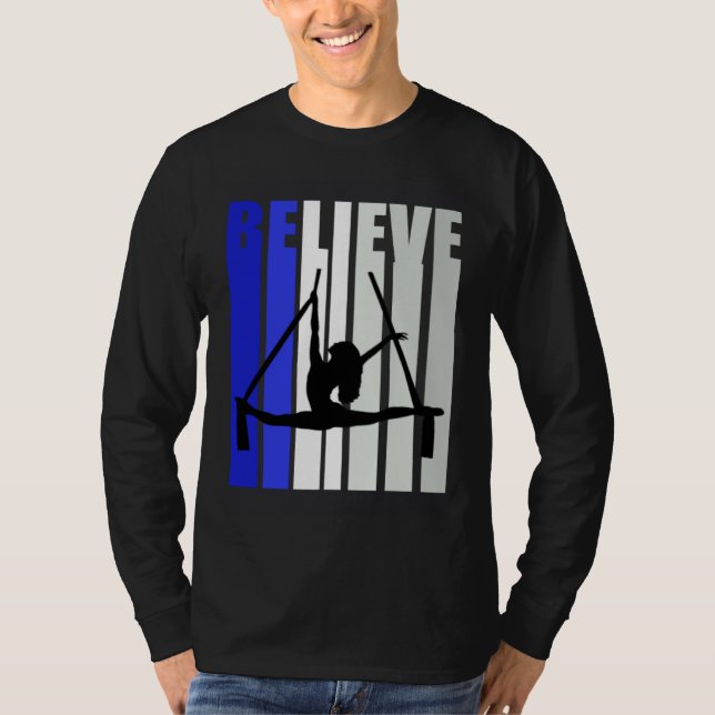 Blue Womens Believe Air Yoga Inspirational Squad P T-Shirt (Front)