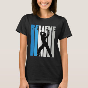 Blue Womens Believe Dance Motivational Retro Graph T-Shirt
