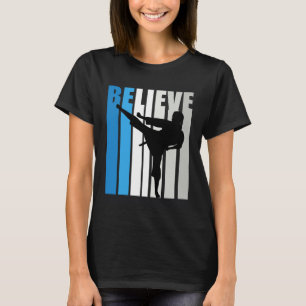 Blue Womens Believe Jiu Jitsu Motivational Retro G T-Shirt