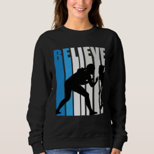 Blue Womens Believe Wrestling Motivational Retro G Sweatshirt
