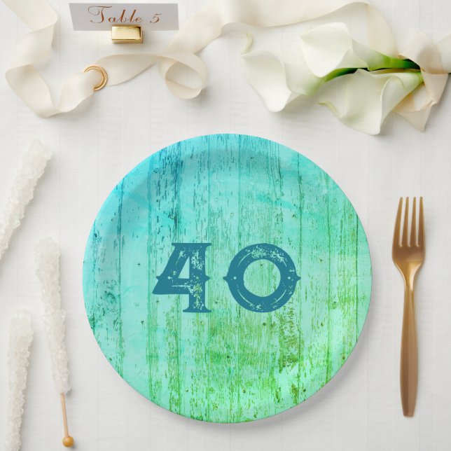 Blue Wood All Occasion Rustic Paper Plate (Wedding)