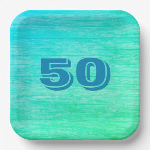 Blue Wood Grain Paper Plate