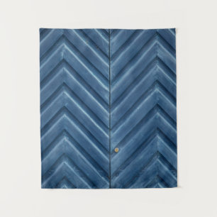 Blue wooden chevron wall tapestry