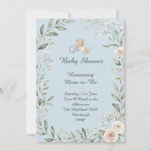 Blue Woodland Baby Shower Invitation