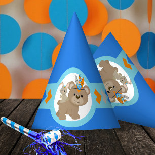 Blue Woodland Bear & Bunny Party Hats