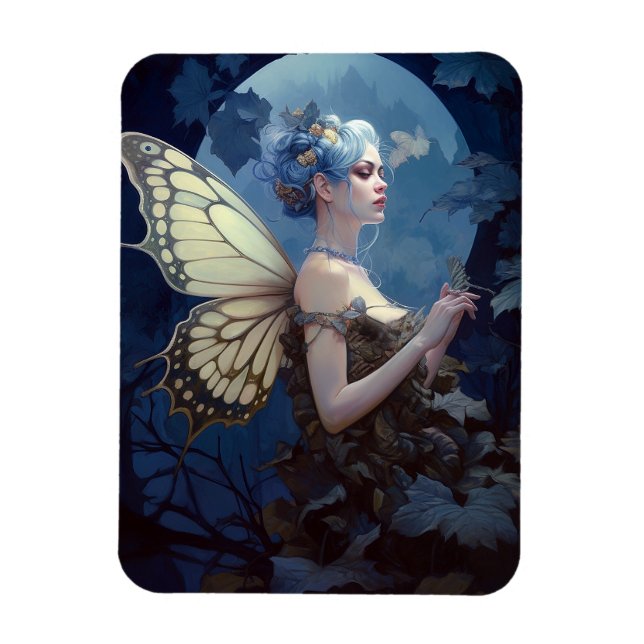 Blue Woodland Fairy Fantasy Art Magnet (Vertical)