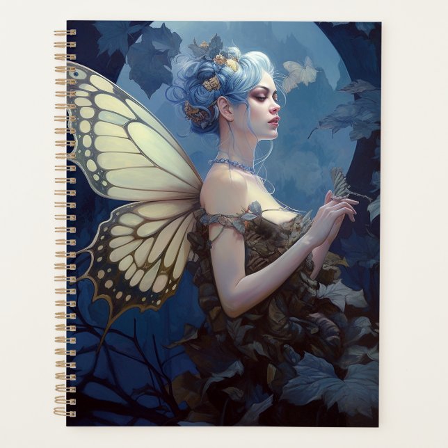 Blue Woodland Fairy Fantasy Art Planner (Front)