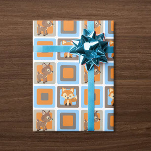 Blue Woodland Forest Animal Wrapping Paper