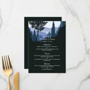 Blue Woodland Forest, Rustic Wedding Menu