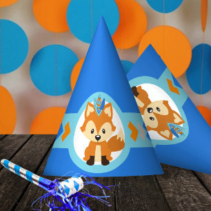 Blue Woodland Fox Party Hats
