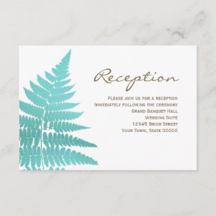 Blue Woodland Wedding Fern Reception Info Card
