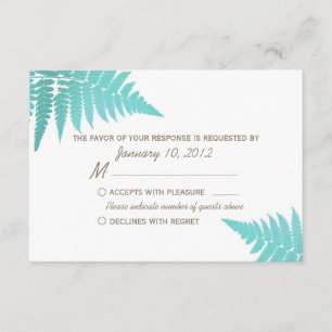 Blue Woodland Wedding Fern RSVP Card