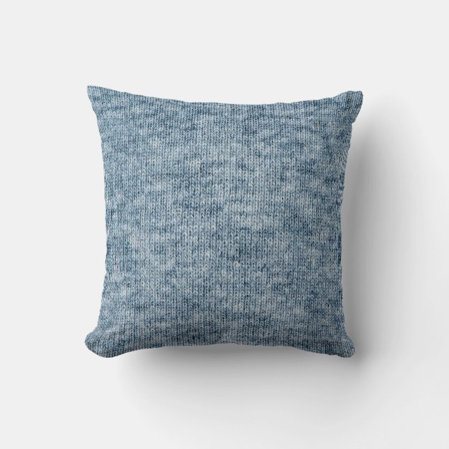 Blue Wool Texture, Knitting Closeup. Cushion (Front)