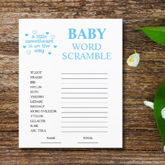 Blue Word Scramble Baby Shower Game
