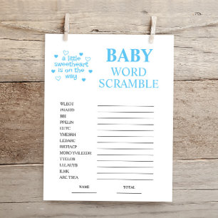 Blue Word Scramble Baby Shower Game