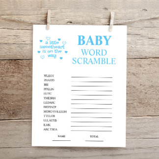Blue Word Scramble Baby Shower Game