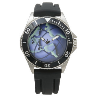 Blue World Earth White Custom Sports Wrist Watch
