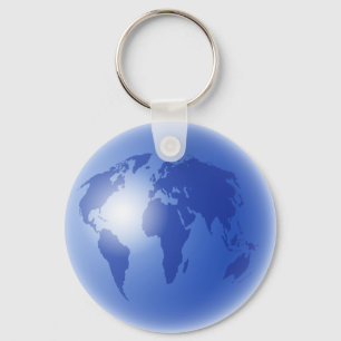 Blue World Globe Key Ring