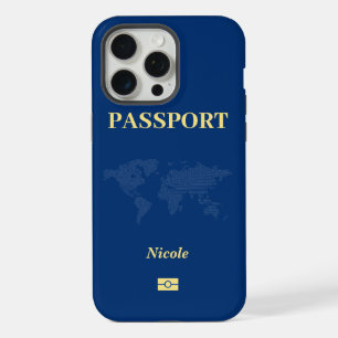 Blue World Map Passport iPhone 15 Pro Max Case