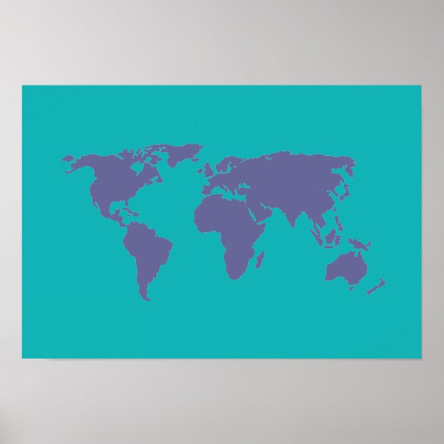 blue world-map poster (Front)