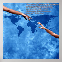 Blue world map with text by Dalai lama