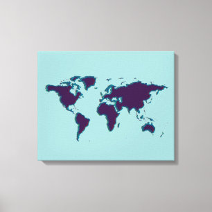 blue worldmap canvas print