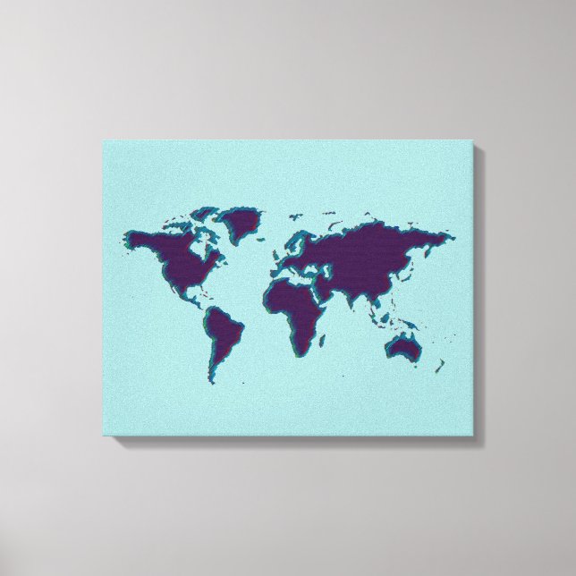 blue worldmap canvas print (Front)