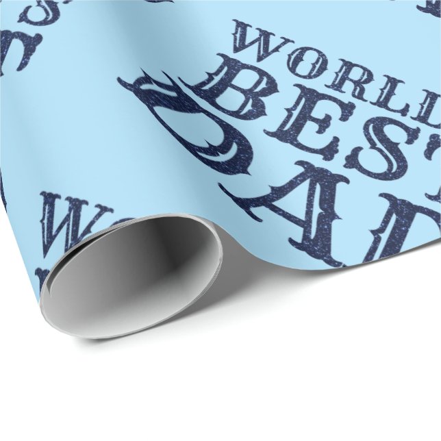 Blue World's Best Dad Father's Day Glitter Wrapping Paper (Roll Corner)