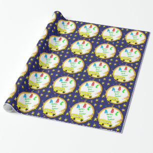 Blue World's Best School Teacher Wrapping Paper