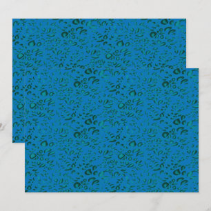 Blue wrapping paper featuring a geometric pattern thank you card