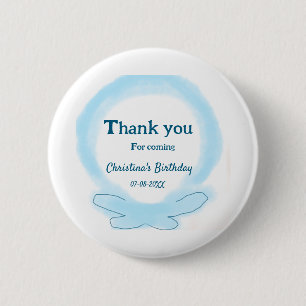 Blue wreath floral watercolor thank you for coming 6 cm round badge
