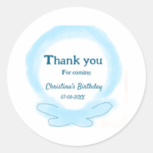 Blue wreath floral watercolor thank you for coming classic round sticker