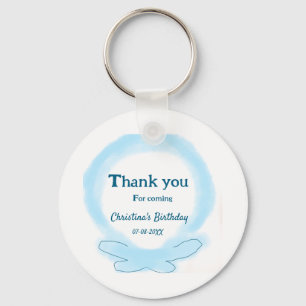 Blue wreath floral watercolor thank you for coming key ring