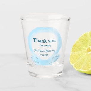 Blue wreath floral watercolor thank you for coming shot glass