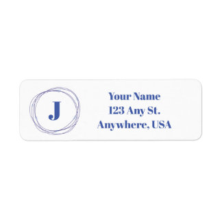 Blue Wreath Letter Initial Return Address Label