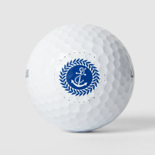 Blue Wreath & White Nautical Anchor Golf Balls