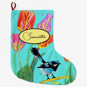 Blue Wren Australian Bird Birds Christmas Stocking
