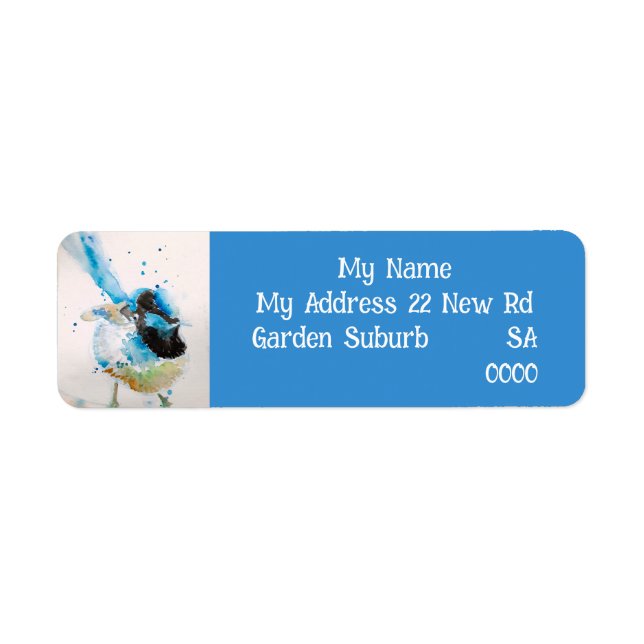 Blue Wren Australian Bird Return Address Labels (Front)