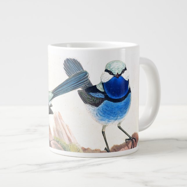 Blue Wren Birds Wildlife Animals Jumbo Mug (Front Right)