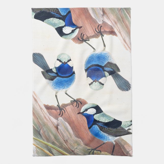 Blue Wren Birds Wildlife  Animalsl Kitchen Towel (Vertical)