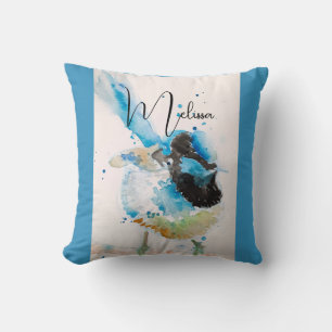 Blue Wren Watercolour Painting Australian Birds Cushion