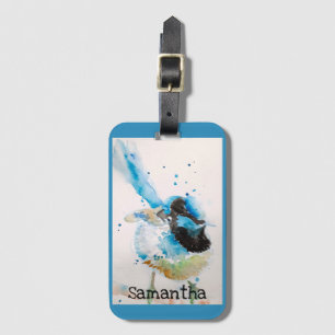 Blue Wren Watercolour Painting Australian Birds Luggage Tag