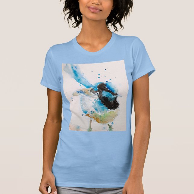 Blue Wren Watercolour Painting Australian Birds T-Shirt (Front)
