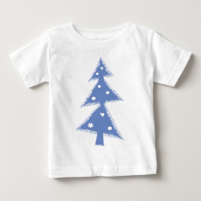 blue Xmas tree Baby T-Shirt (Front)