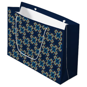 Blue X's abstract pattern Large Gift Bag
