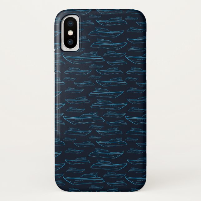 Blue Yacht Pattern Case-Mate iPhone Case (Back)