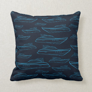 Blue Yacht Pattern Cushion